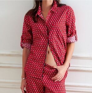 Victoria’s Secret Red Penguin Pajamas Set Size Medium Long 2 piece Set